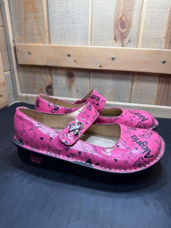 Alegria by PG Lite Shoes - Alegria Paloma Pink Ribbon Breast Cancer Awareness Mary Jane Shoes EU38 US 8-8.8